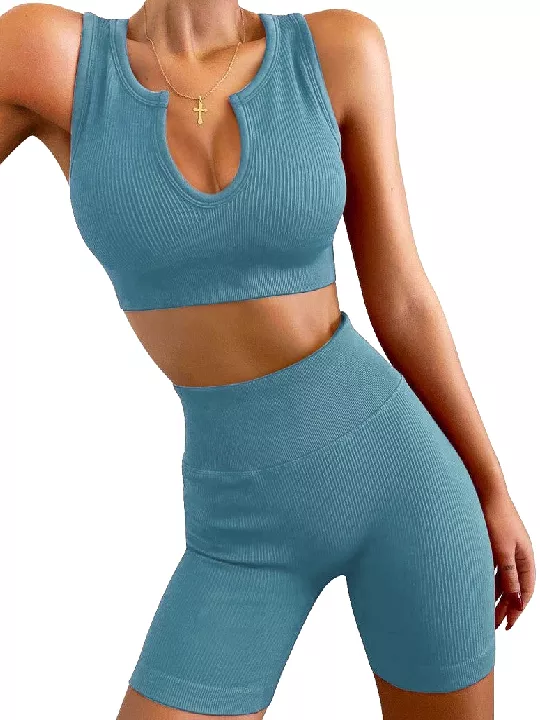 2 piece Ribbed U-Neck Sleeveless Set