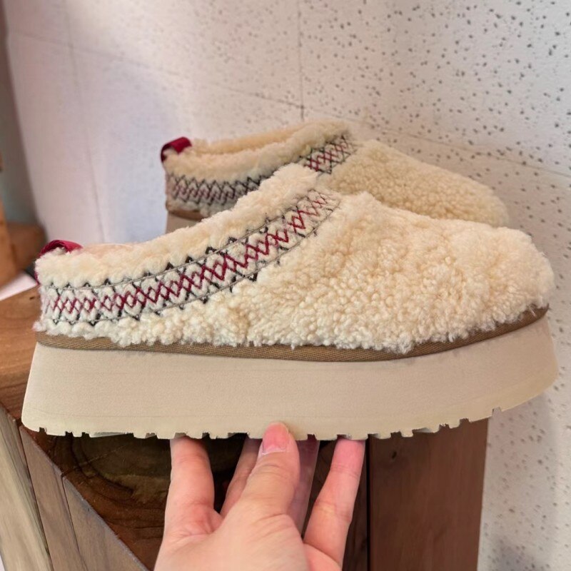 2023 New Women Fur Slippers Moccasins Ankle Boots Flats Platform Short Plush Warm Flip Flops