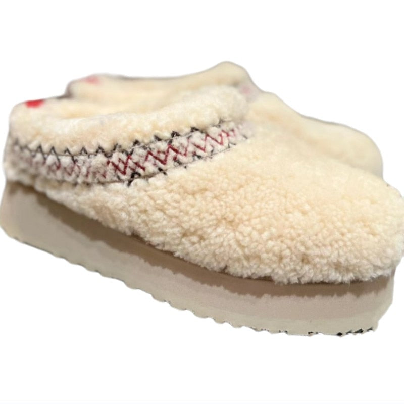 2023 New Women Fur Slippers Moccasins Ankle Boots Flats Platform Short Plush Warm Flip Flops