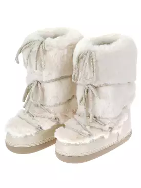 2023 Winter Fur Boots Snow Boots Women Ski Boots Fluffy Hairy Lace Up Middle Calf Platform Flat With White Cotton Boots