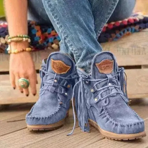 Ashore Shop Winter Women Ankle Boots British Style  Tassel Boots