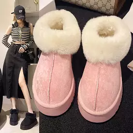 Ashore Shop Women Slippers Micro Suede Fuzzy Shearling Lining Ankle Moccasin Bootie