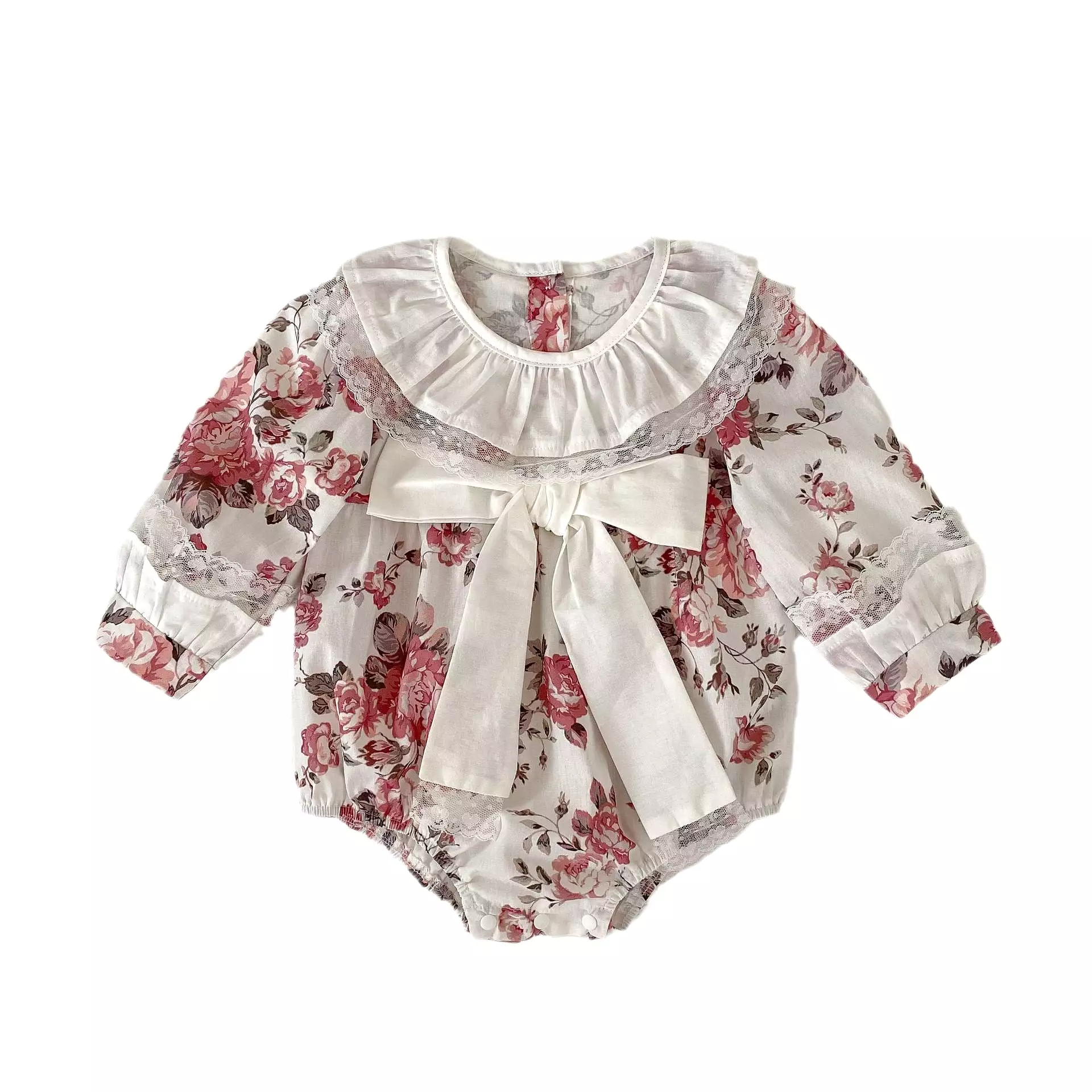 Baby Girls Flower Print Rompers Wholesale 23082861