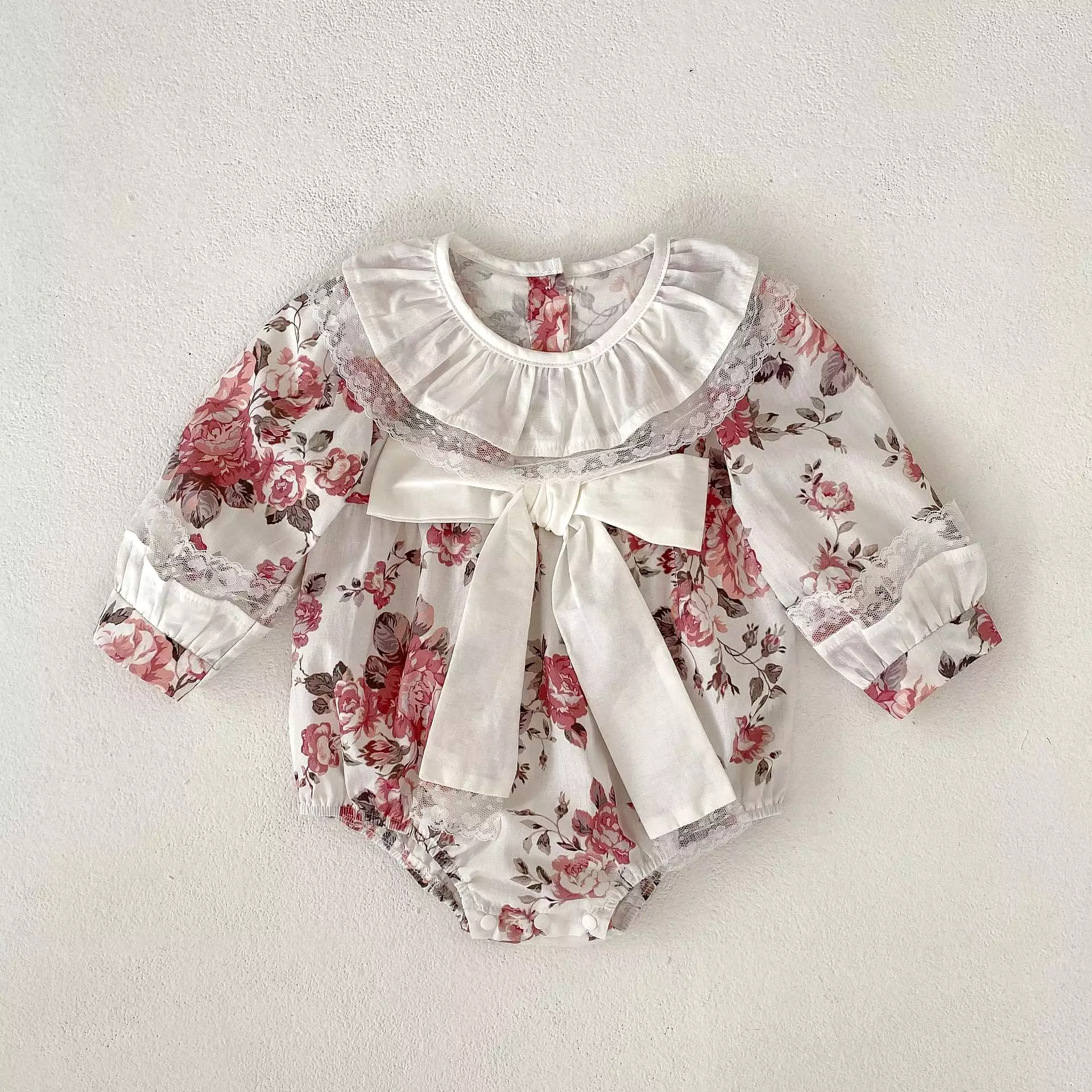 Baby Girls Flower Print Rompers Wholesale 23082861