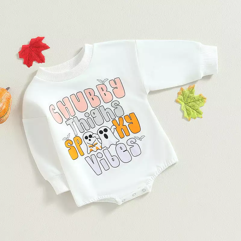 Baby Girls Letters Cartoon Print Halloween Rompers Wholesale 23090669