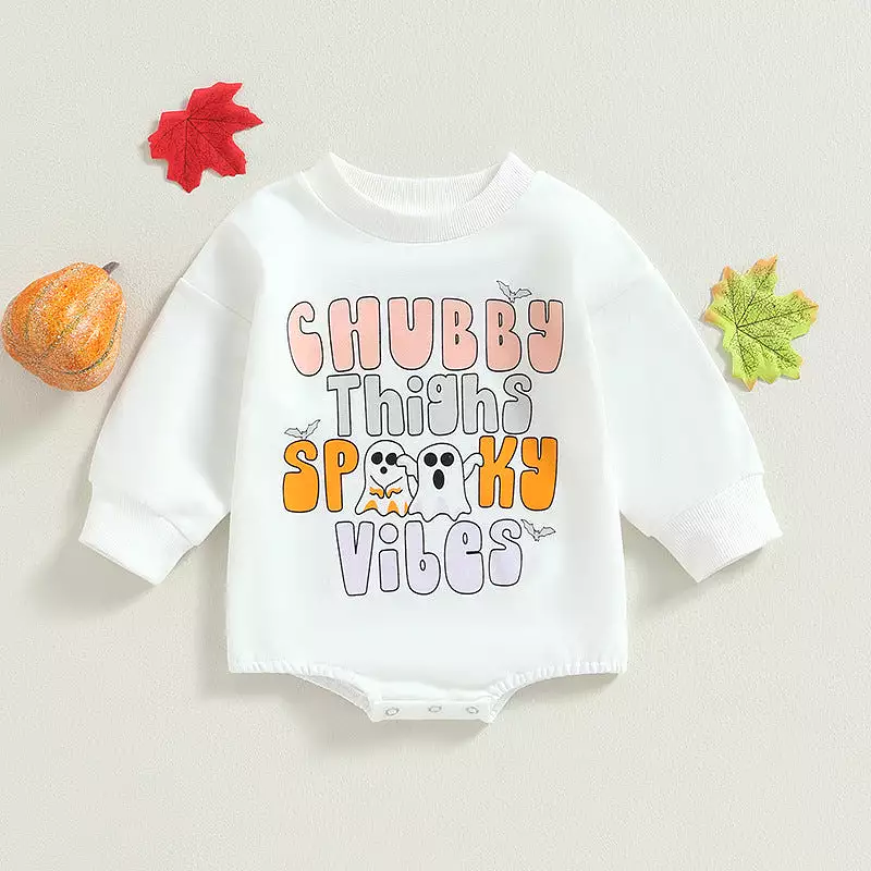 Baby Girls Letters Cartoon Print Halloween Rompers Wholesale 23090669