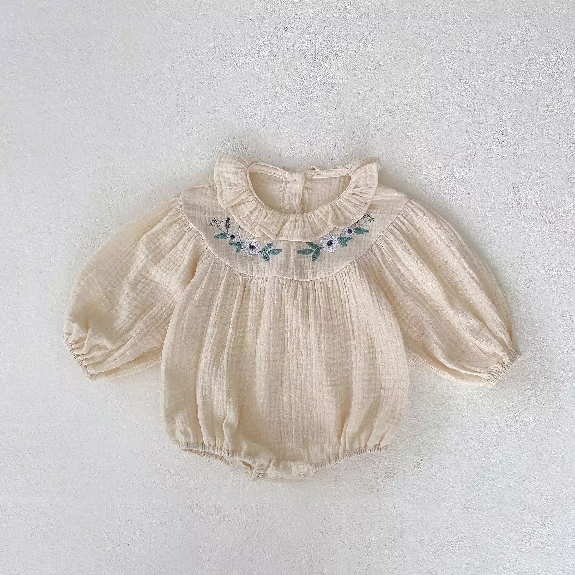 Baby Girls Solid Color Embroidered Rompers Wholesale 230828280