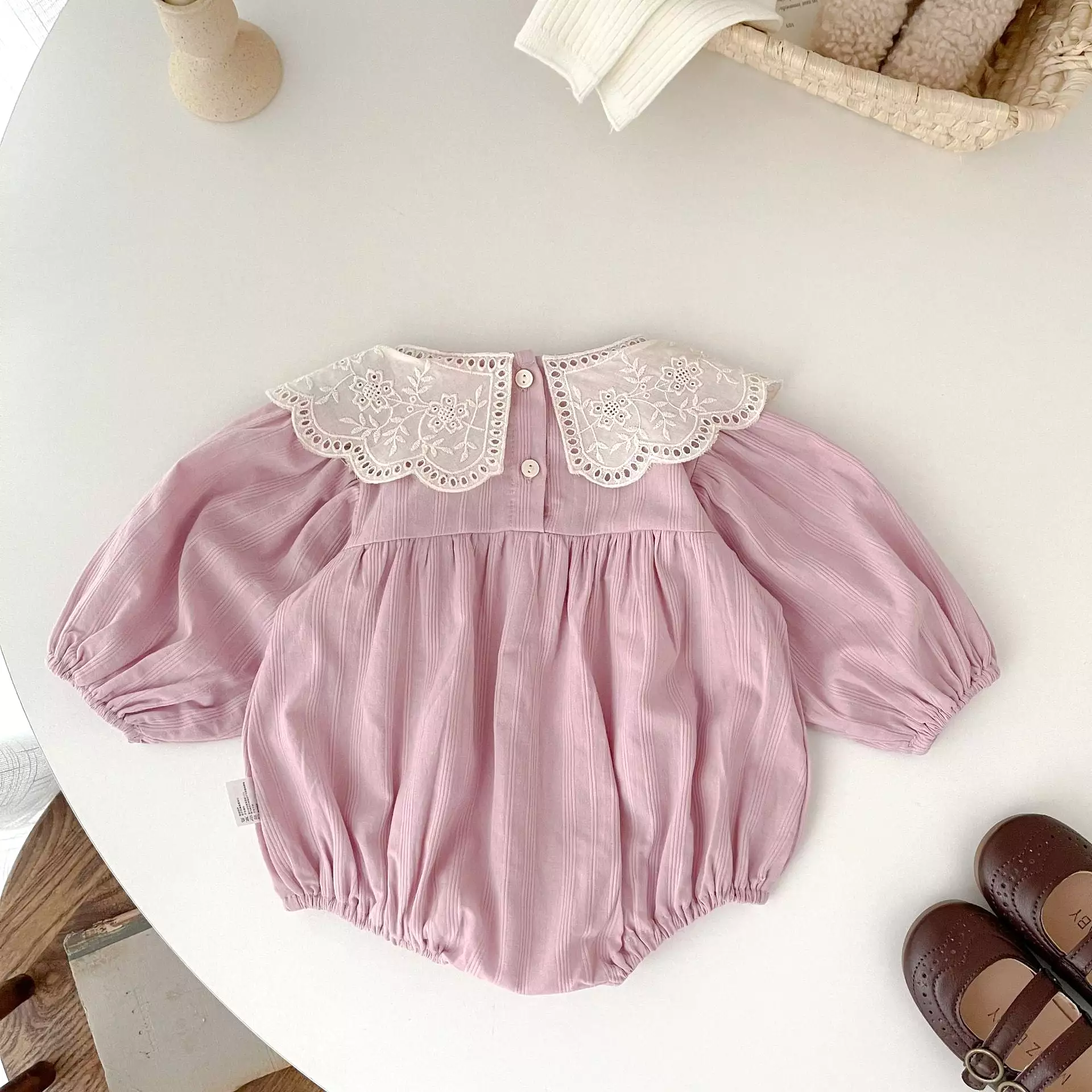 Baby Girls Solid Color Rompers Wholesale 24011137