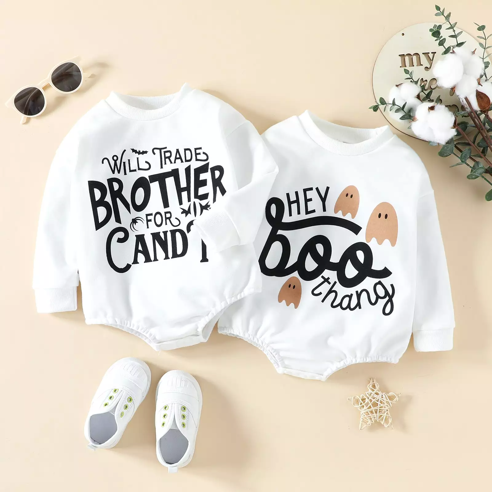 Baby Kid Girls Boys Letters Print Halloween Rompers Wholesale 23090615