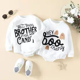 Baby Kid Girls Boys Letters Print Halloween Rompers Wholesale 23090615