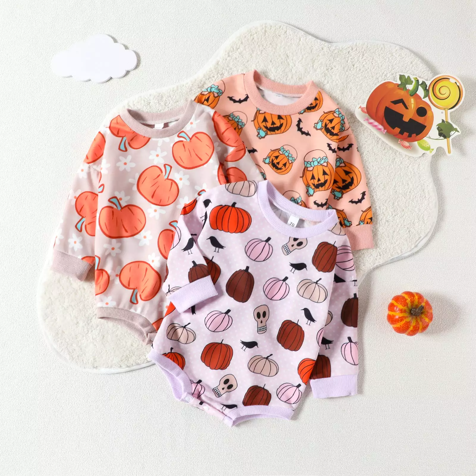 Baby Kid Girls Flower Cartoon Print Halloween Rompers Wholesale 23090645