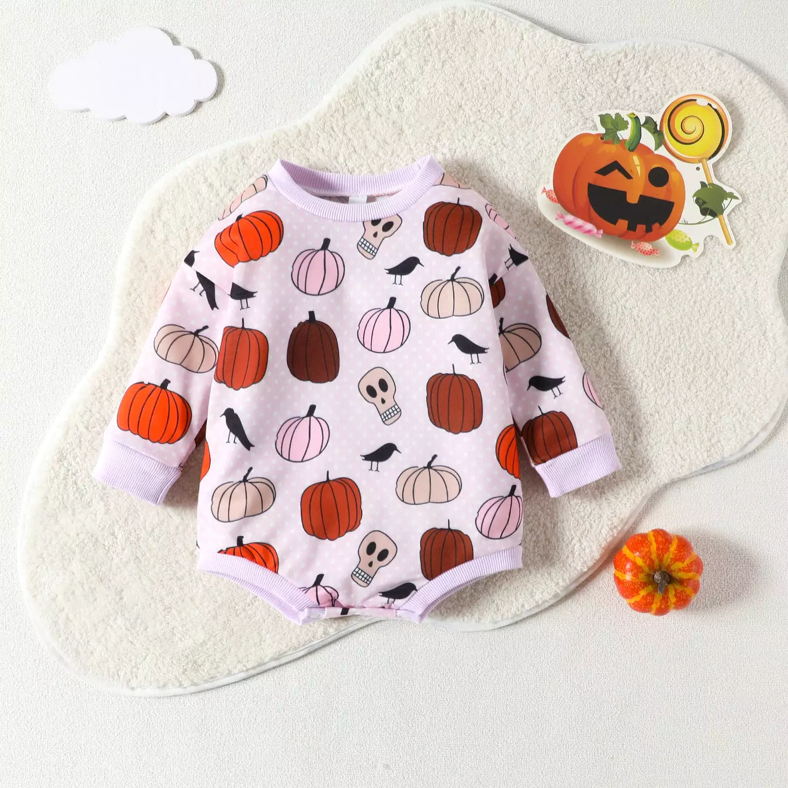 Baby Kid Girls Flower Cartoon Print Halloween Rompers Wholesale 23090645