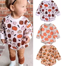 Baby Kid Girls Flower Cartoon Print Halloween Rompers Wholesale 23090645