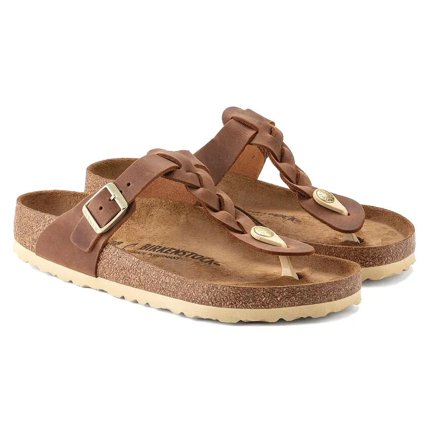 Birkenstock Women's Gizeh Braid - Cognac Oiled Leather