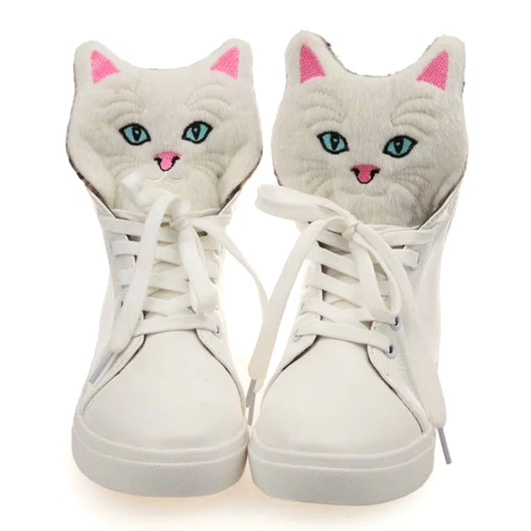 Black/White Kawaii Kitty High Sneakers AD11730