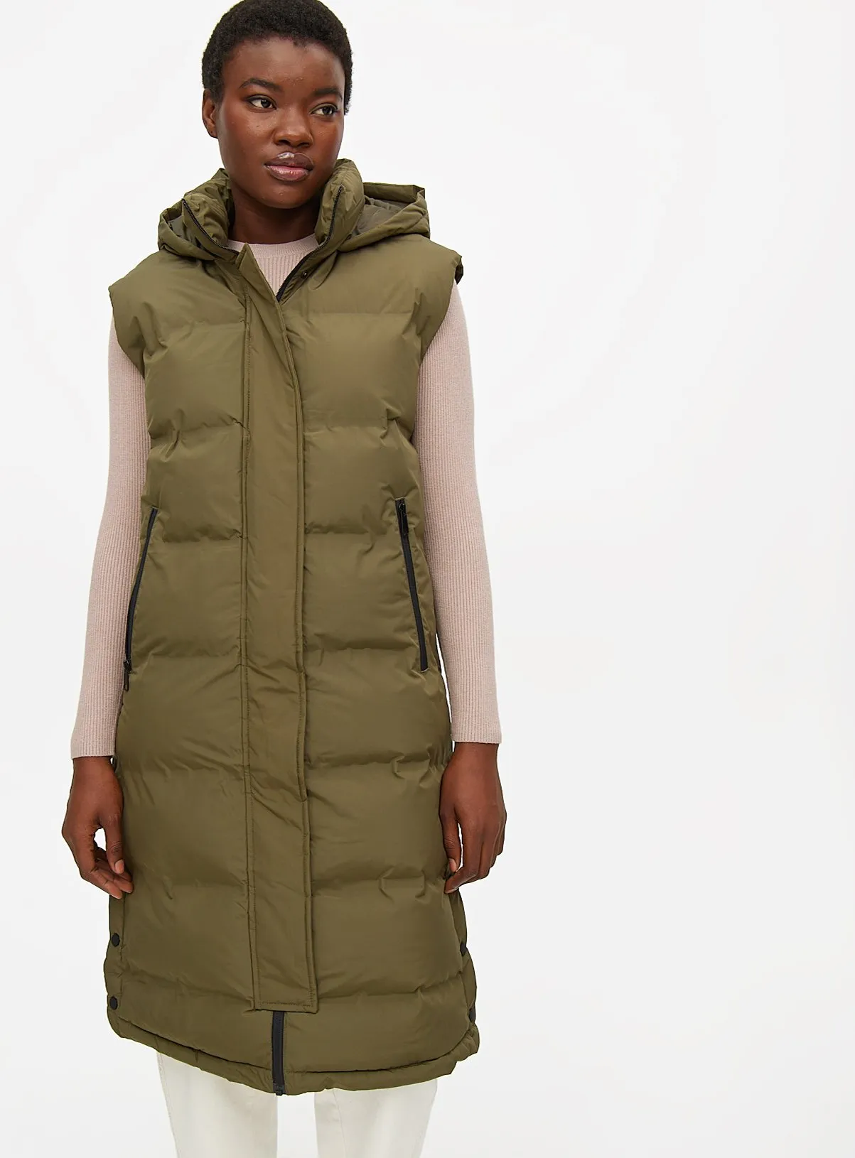 Buy  Khaki Padded Longline Hooded Gilet XL | Coats | Tu