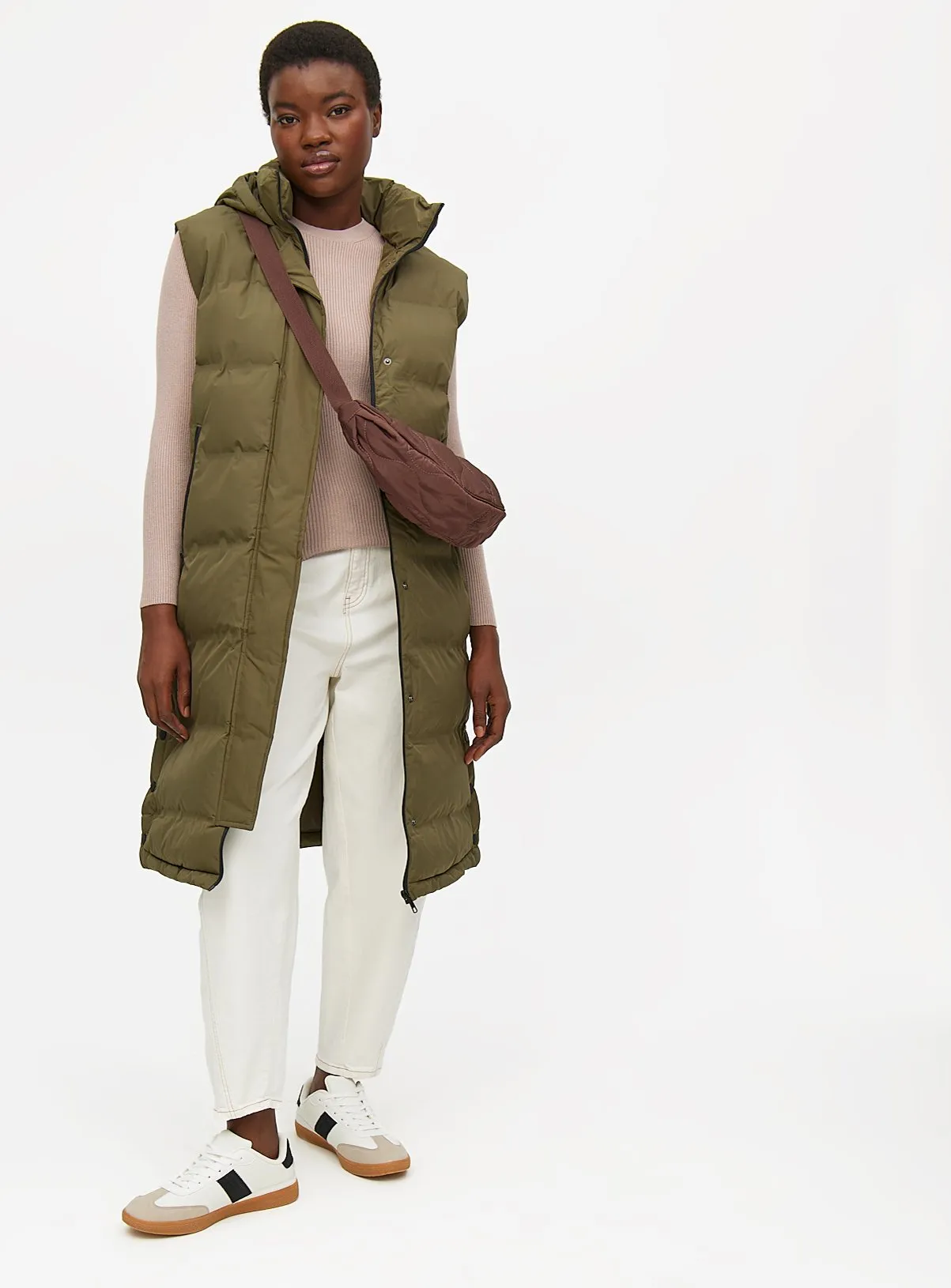 Buy  Khaki Padded Longline Hooded Gilet XL | Coats | Tu