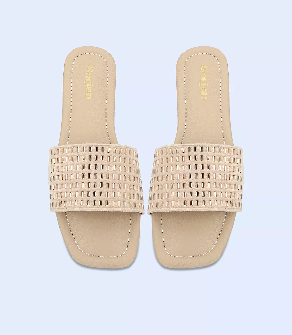 BW9424-BEIGE-Women Casual Slipper