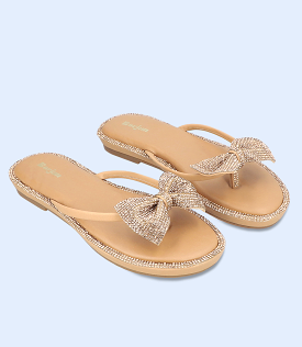 BW9474-BEIGE/GOLD-Women Formal Chappal