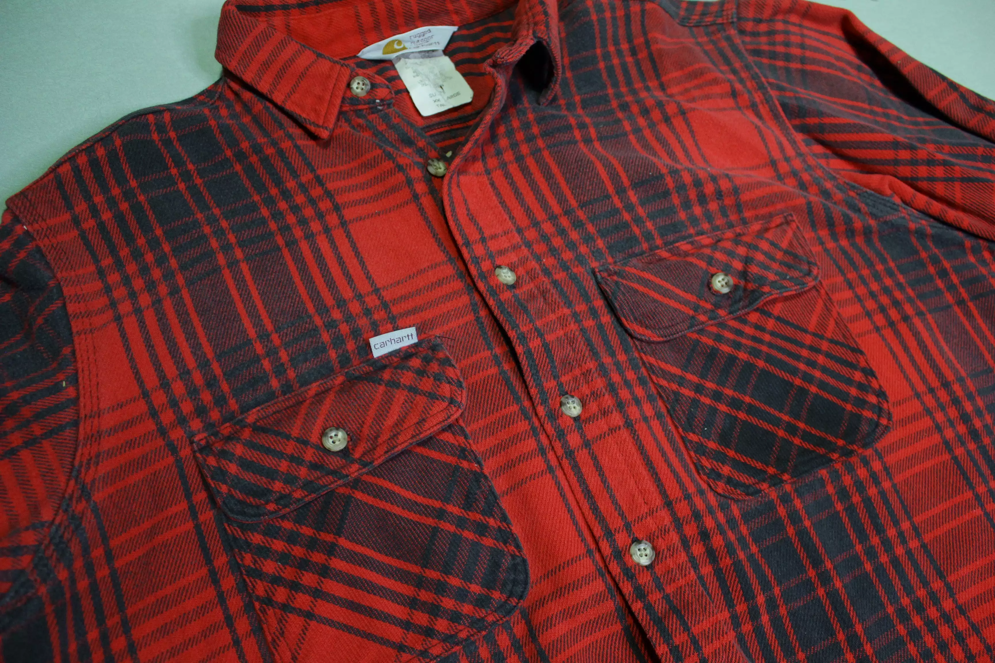 Carhartt Vintage SU171 80's 90's USA Plaid Heavy Duty Rugged Outdoor Wear Flannel Shirt