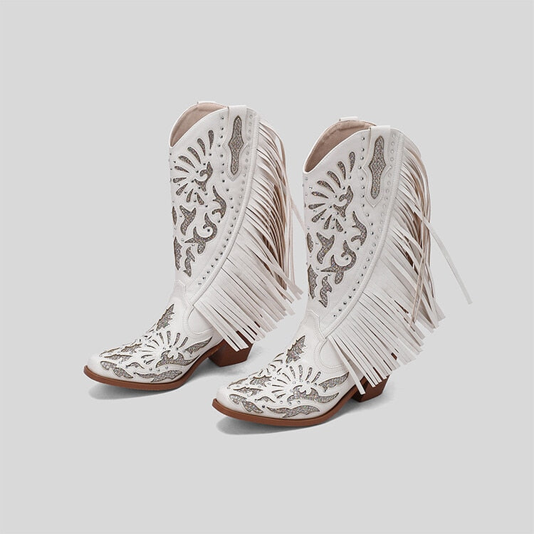 Cowgirls Cowboy Boots For Women Fringe Bling Western Boots Shoes