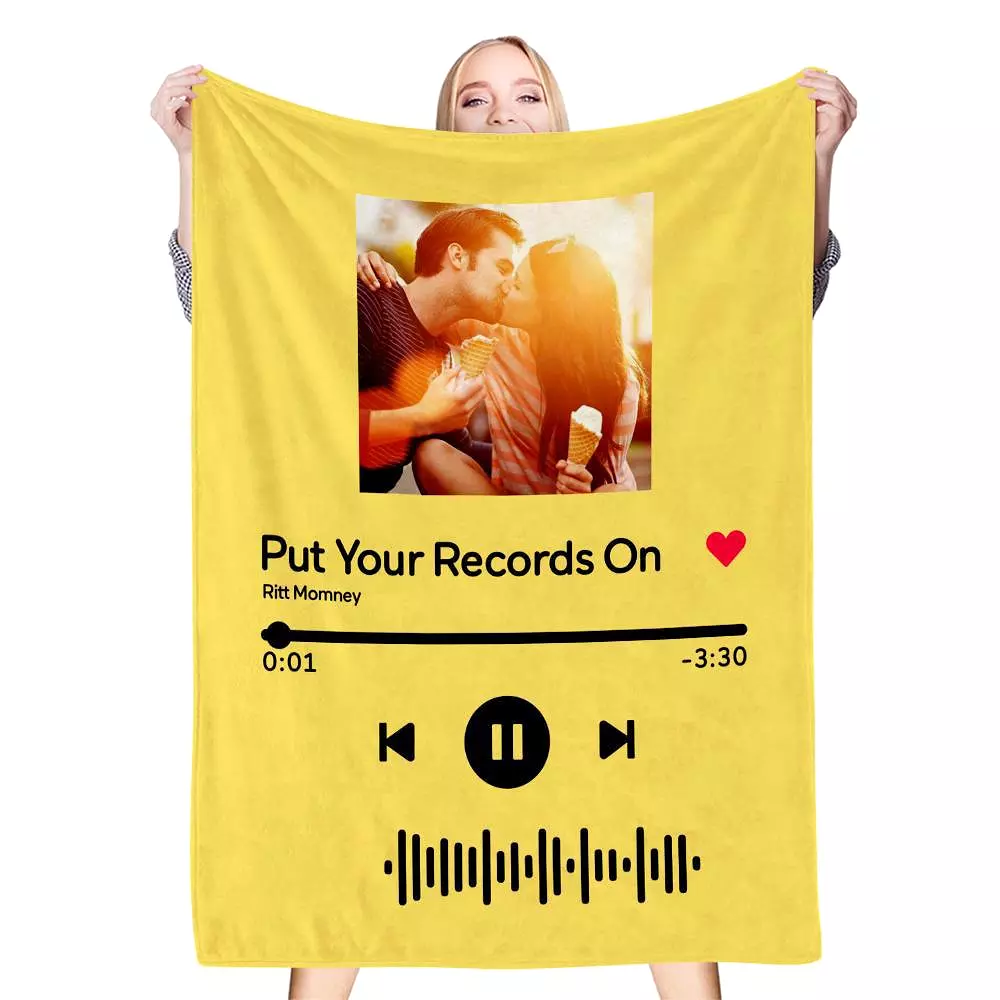 Custom Scannable Music Code Photo Fleece Blanket - 4 Colors