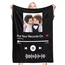 Custom Scannable Music Code Photo Fleece Blanket - 4 Colors