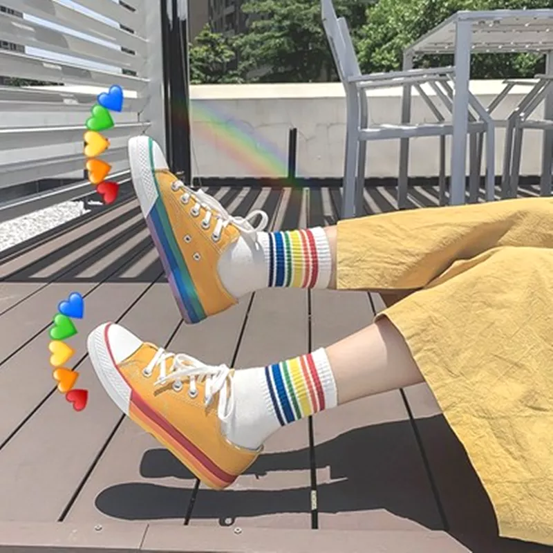 Cute Rainbow Sole Canvas Sneakers AD11935