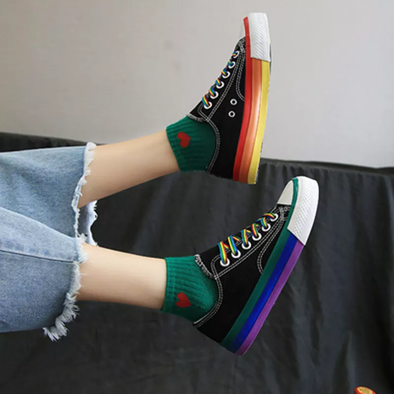 Cute Rainbow Sole Canvas Sneakers AD11935