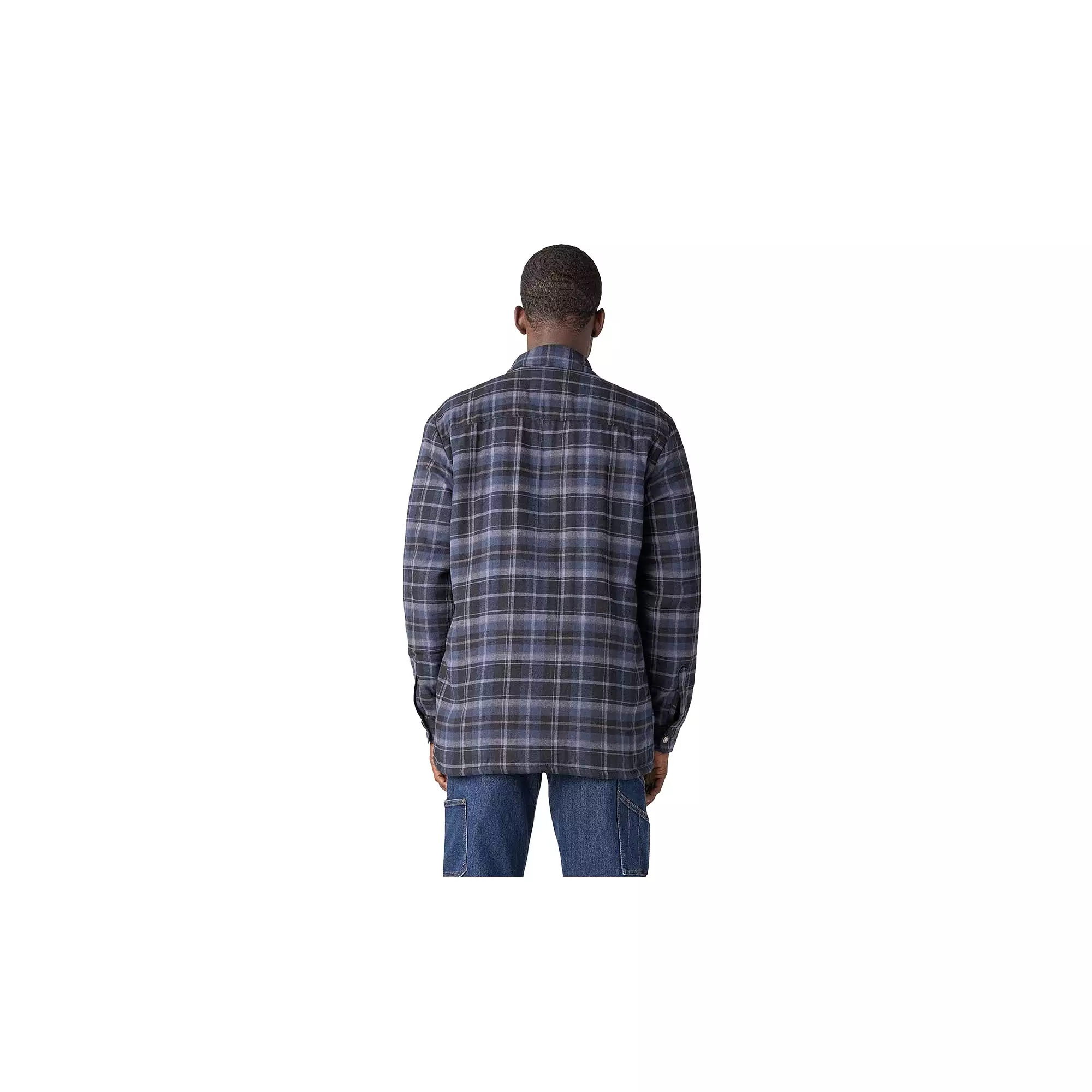 Dickies Sherpa Lined Flannel Shirt Jacket Navy Black Plaid