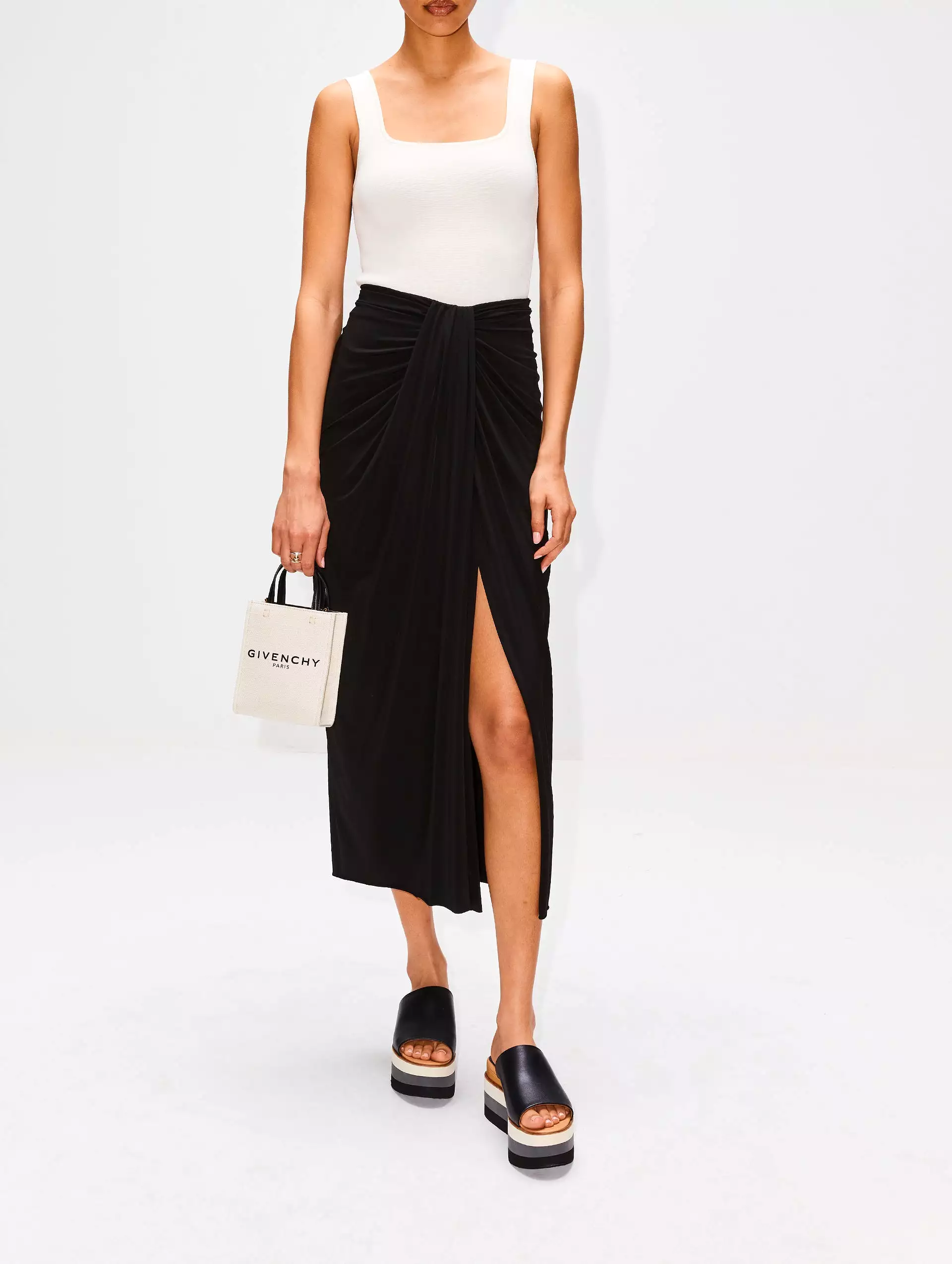 Draped Jersey Pencil Skirt