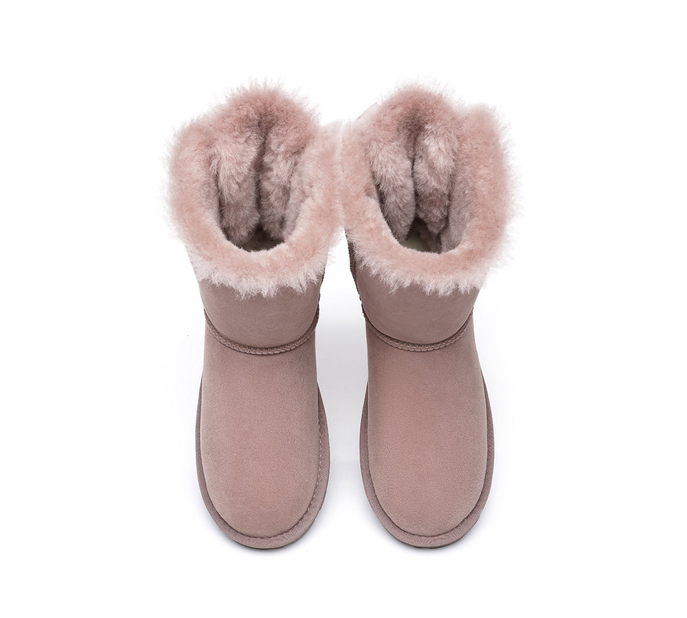 EVERAU Double Baily Short Back Bow Sheepskin Women Boots