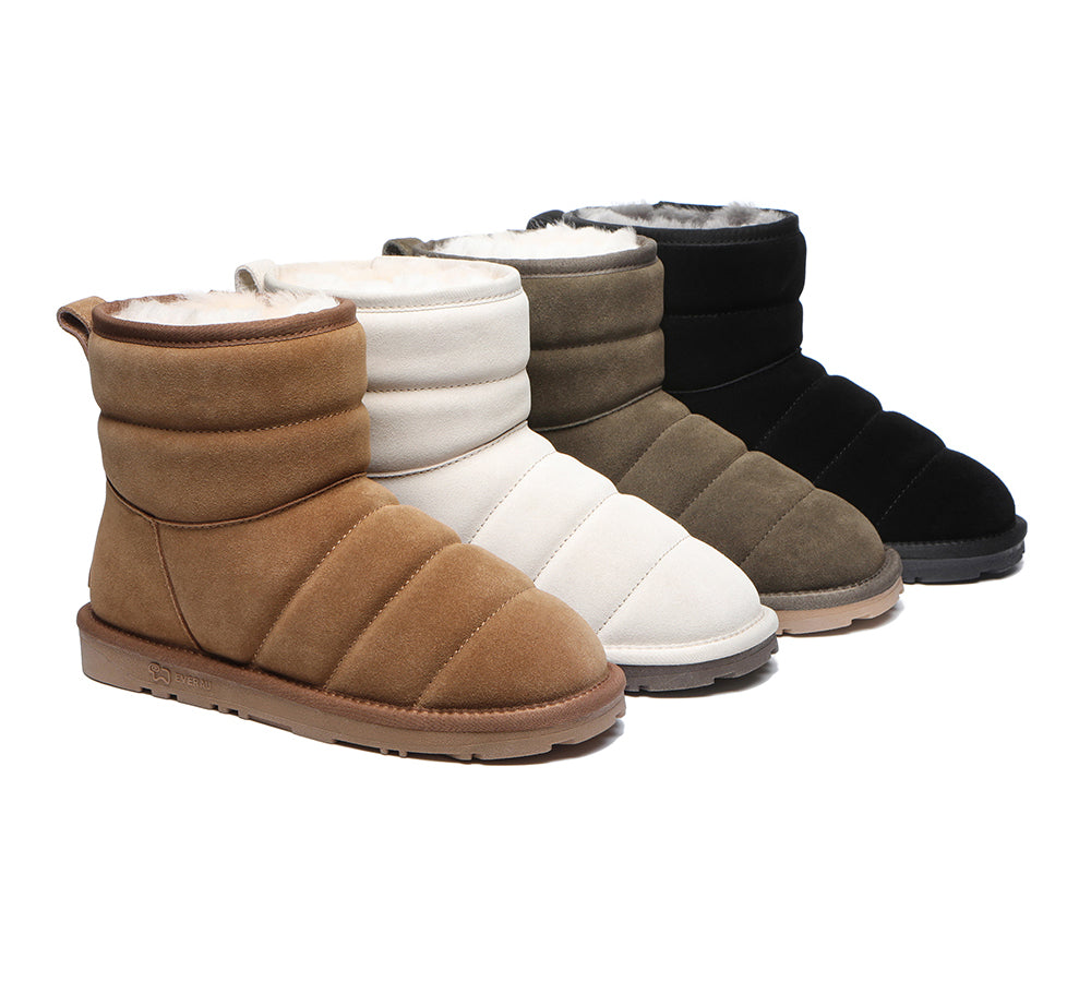 EVERAU Mini Sheepskin Boots Women Puffer