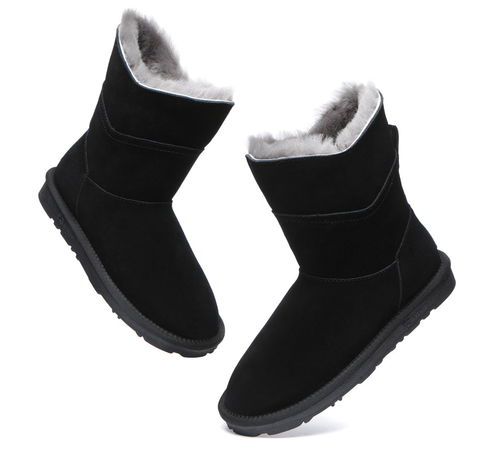 EVERAU Premium Australian Sheepskin Short Boots Women Swanston 2 Panel