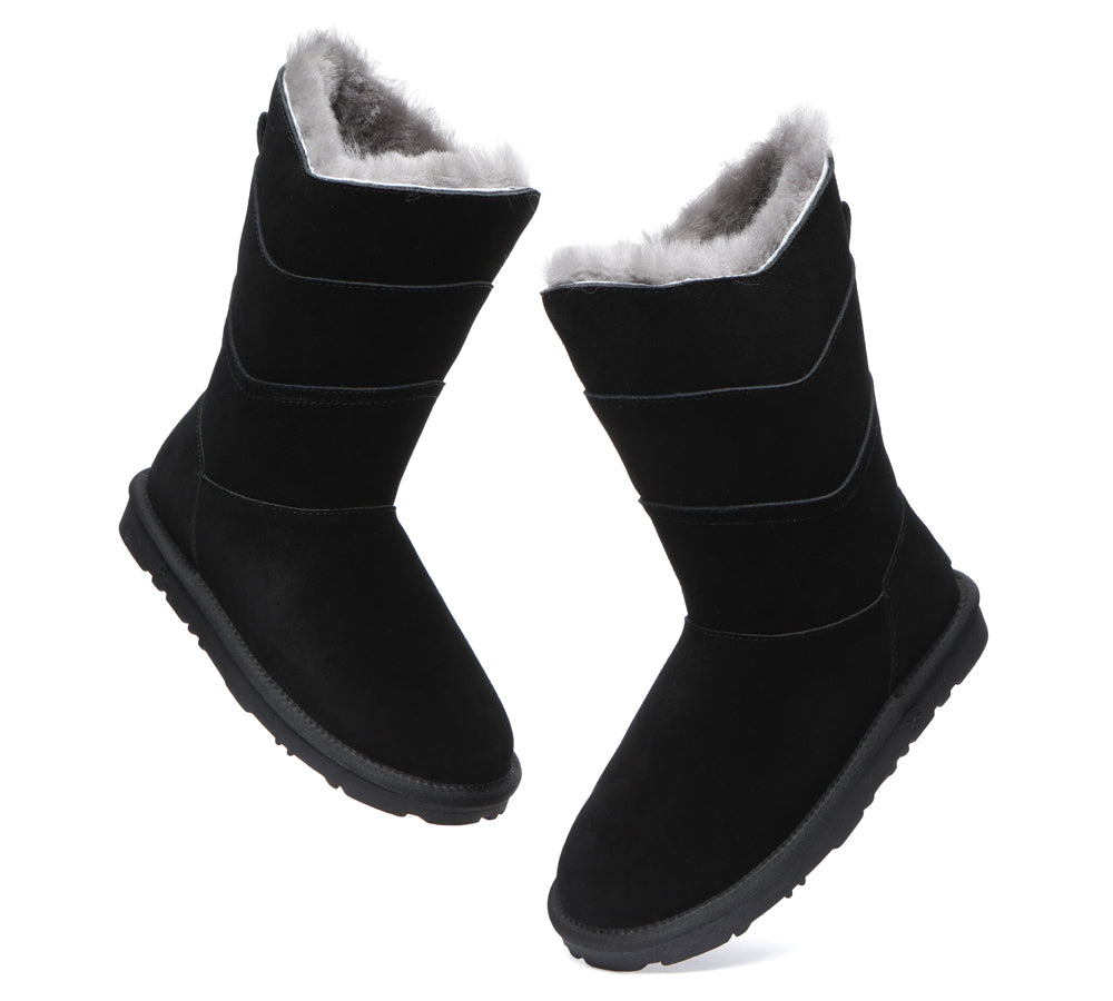 EVERAU Premium Australian Sheepskin Tall Boots Women Swanston 3 Panel