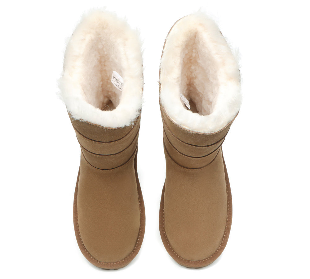 EVERAU Premium Australian Sheepskin Tall Boots Women Swanston 3 Panel