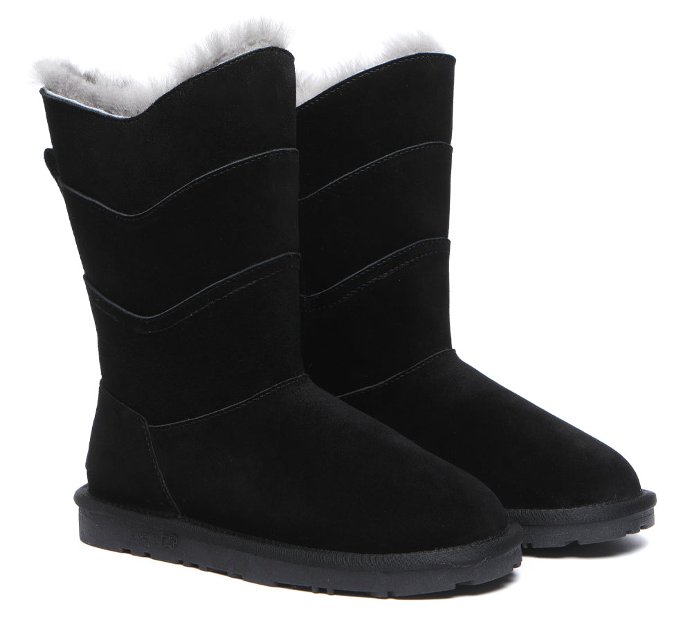 EVERAU Premium Australian Sheepskin Tall Boots Women Swanston 3 Panel