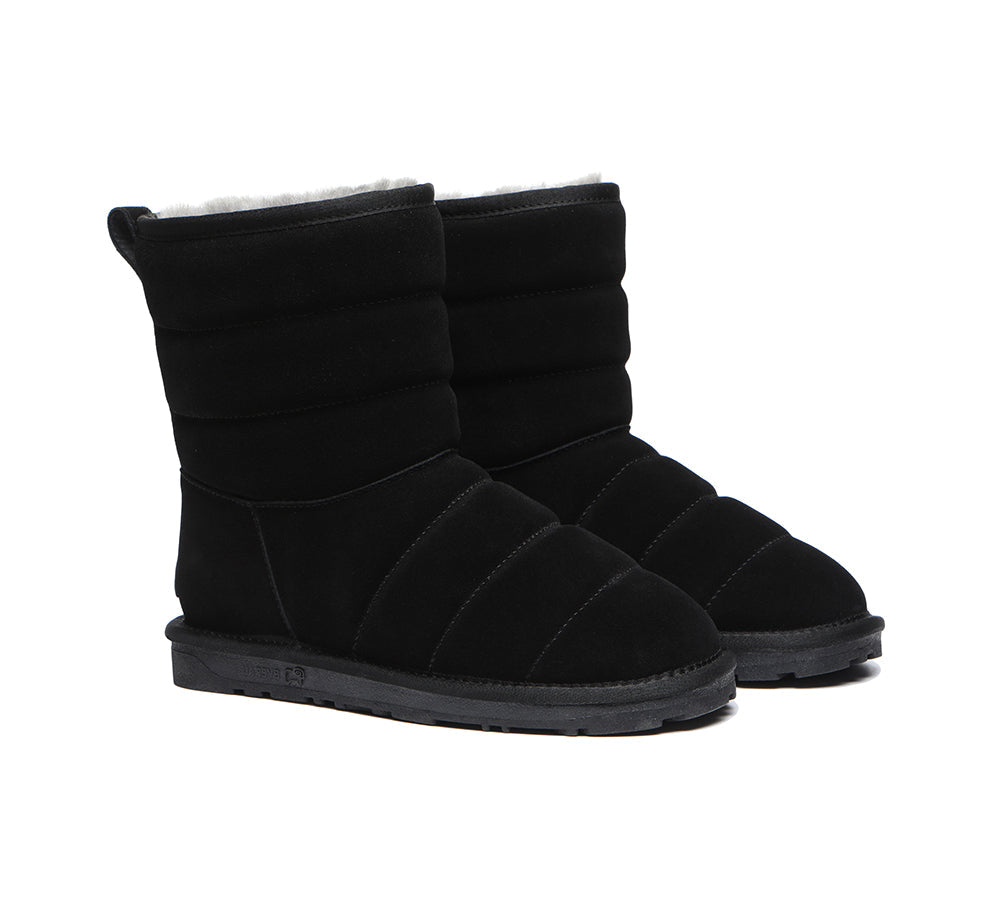 EVERAU Short Sheepskin Boots Women Puffer