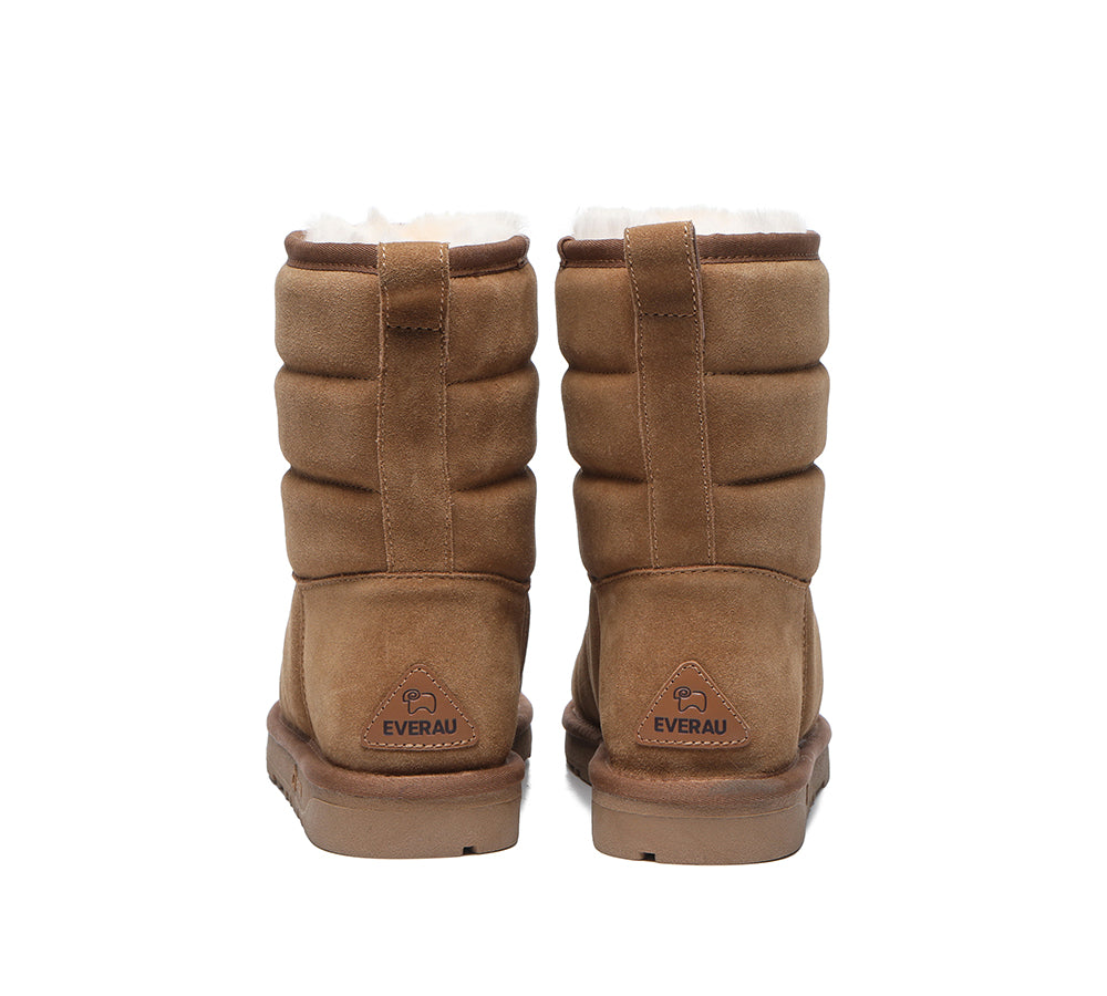 EVERAU Short Sheepskin Boots Women Puffer