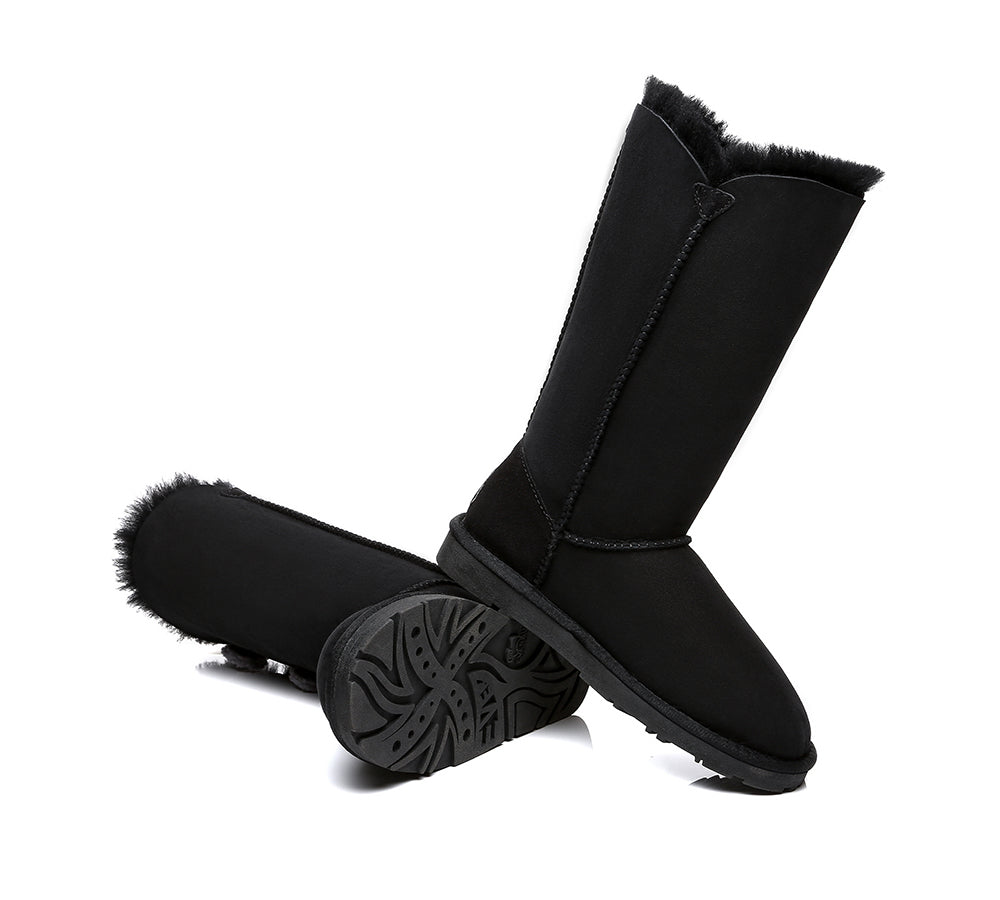 EVERAU Tall Triple Button Sheepskin Boots Aspen