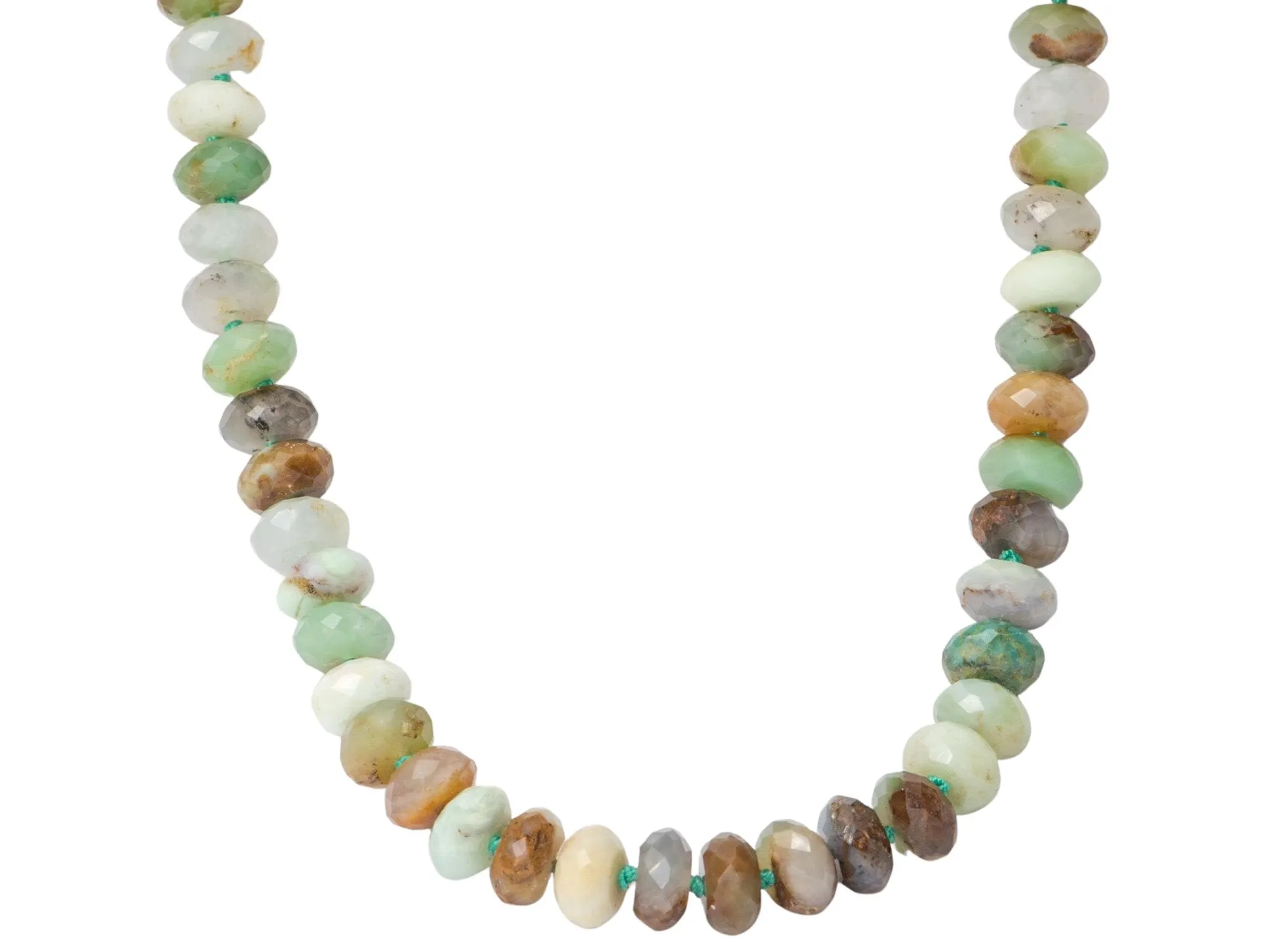 Faceted Chrysoprase Hand Knotted Necklace with Gold Filled Clasp R4233