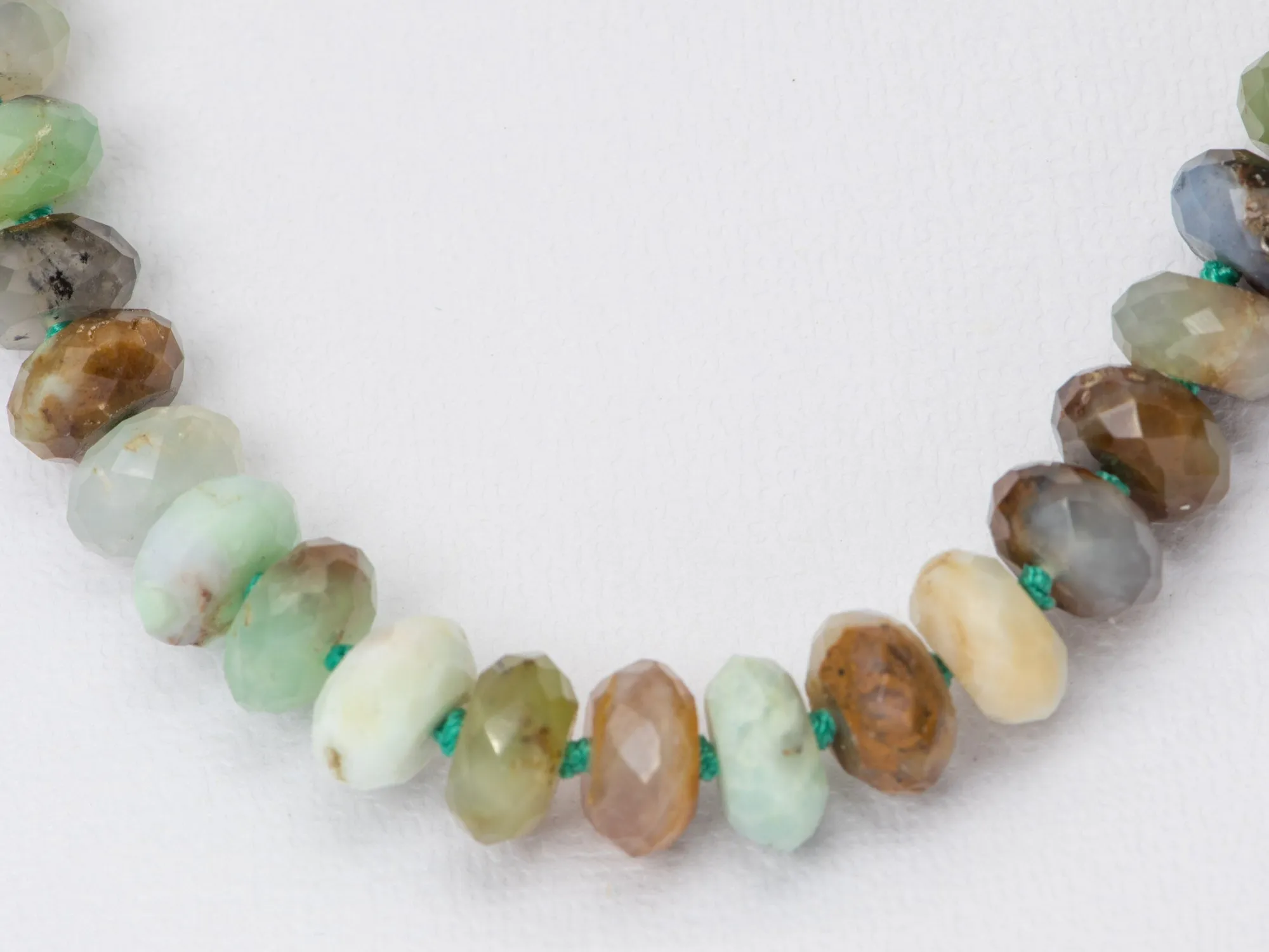 Faceted Chrysoprase Hand Knotted Necklace with Gold Filled Clasp R4233