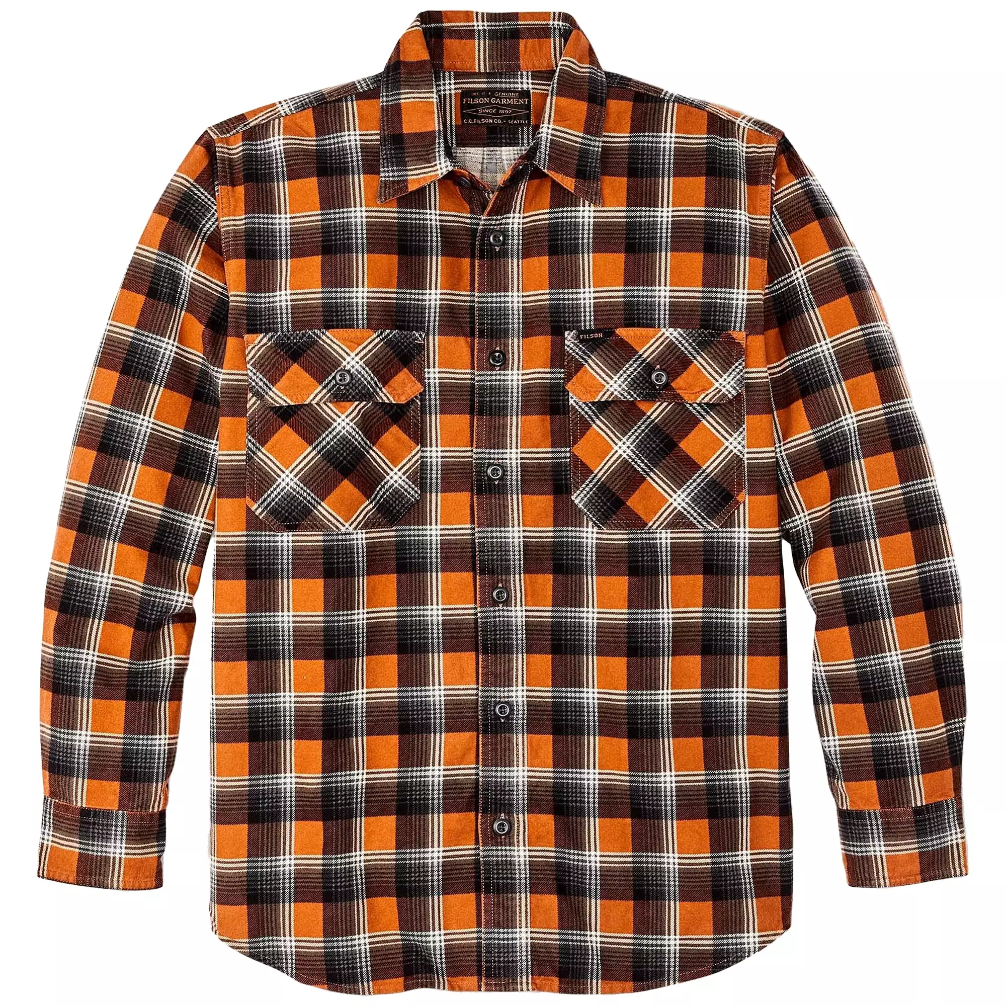 Filson Field Flannel Shirt - Amber Rust / Grey Plaid