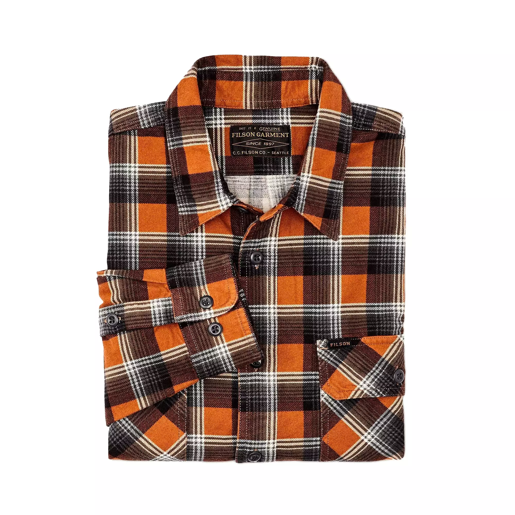 Filson Field Flannel Shirt - Amber Rust / Grey Plaid