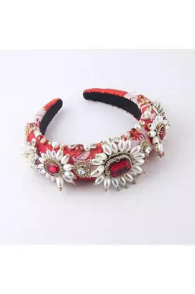 GOSSIP PEARL HEADBAND RED