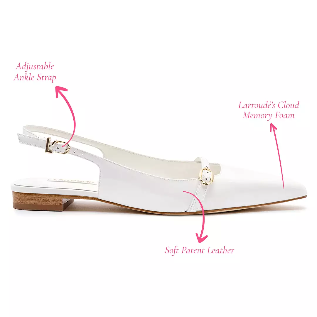 Ines Flat In White Patent Leather