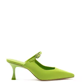 Ines Mule In Kiwi Satin