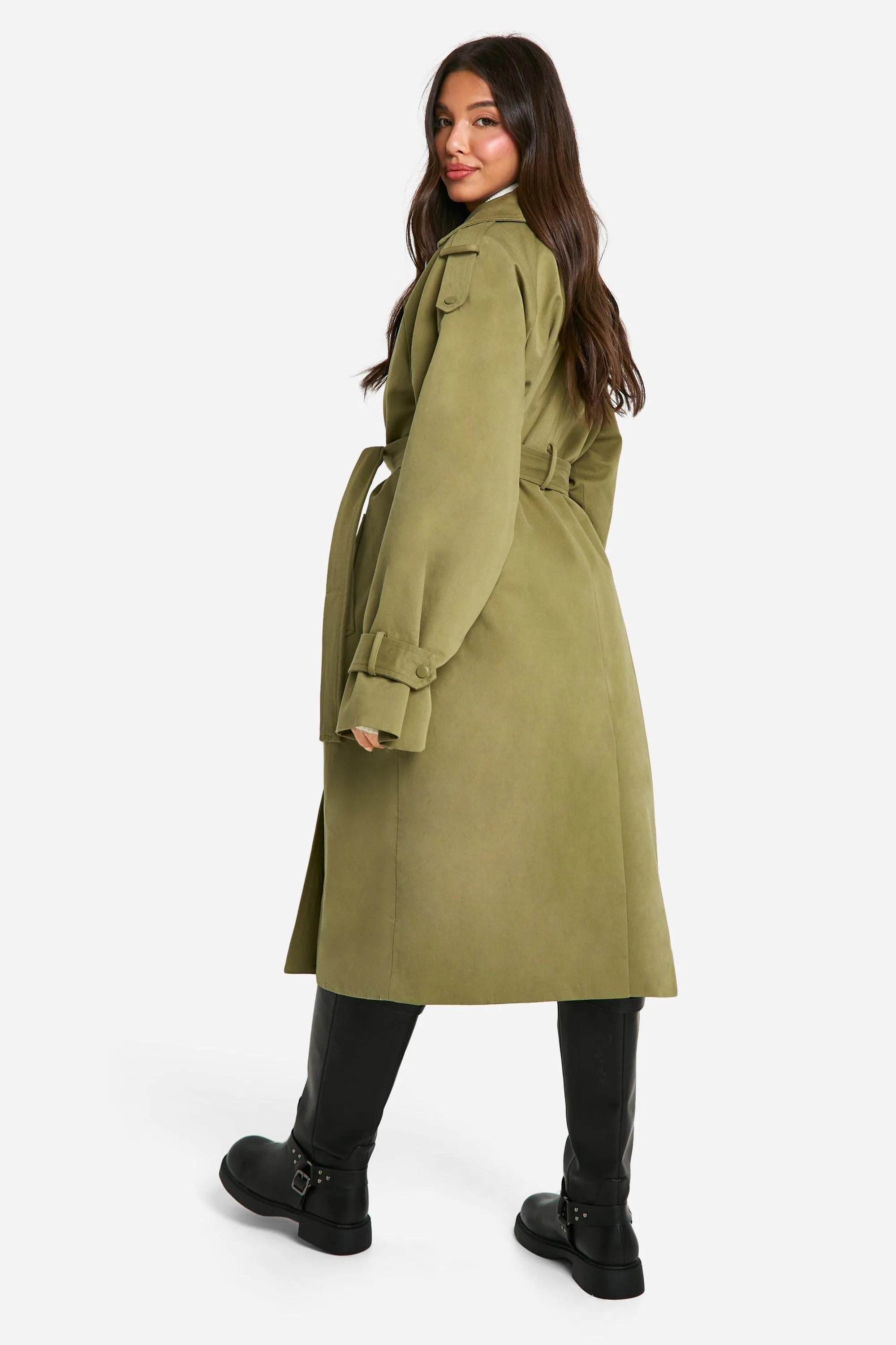 Jackets & Coats | Collar Detail Belted Trench Coat | boohoo