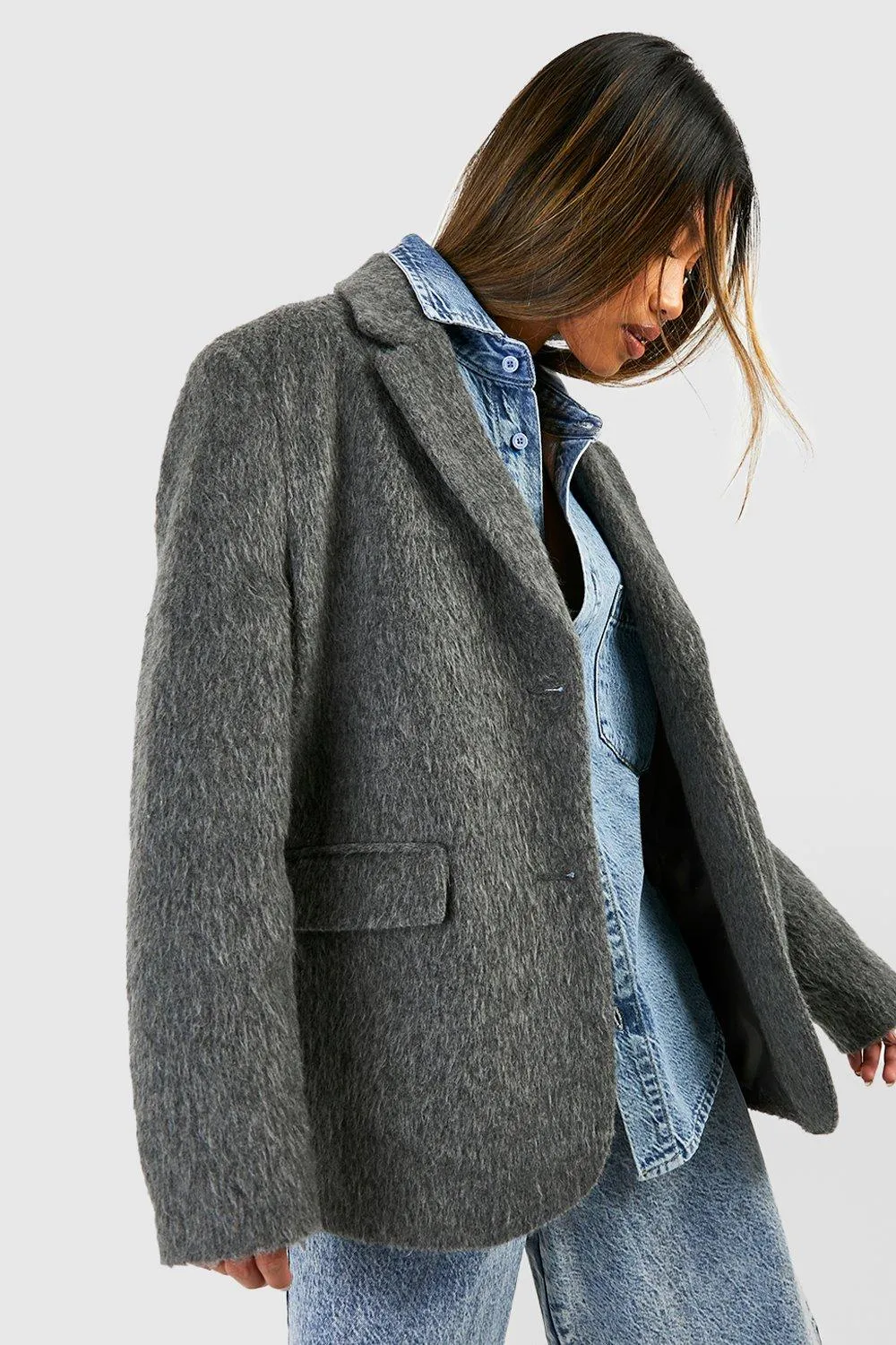 Jackets & Coats | Oversized Textured Wool Blazer | boohoo