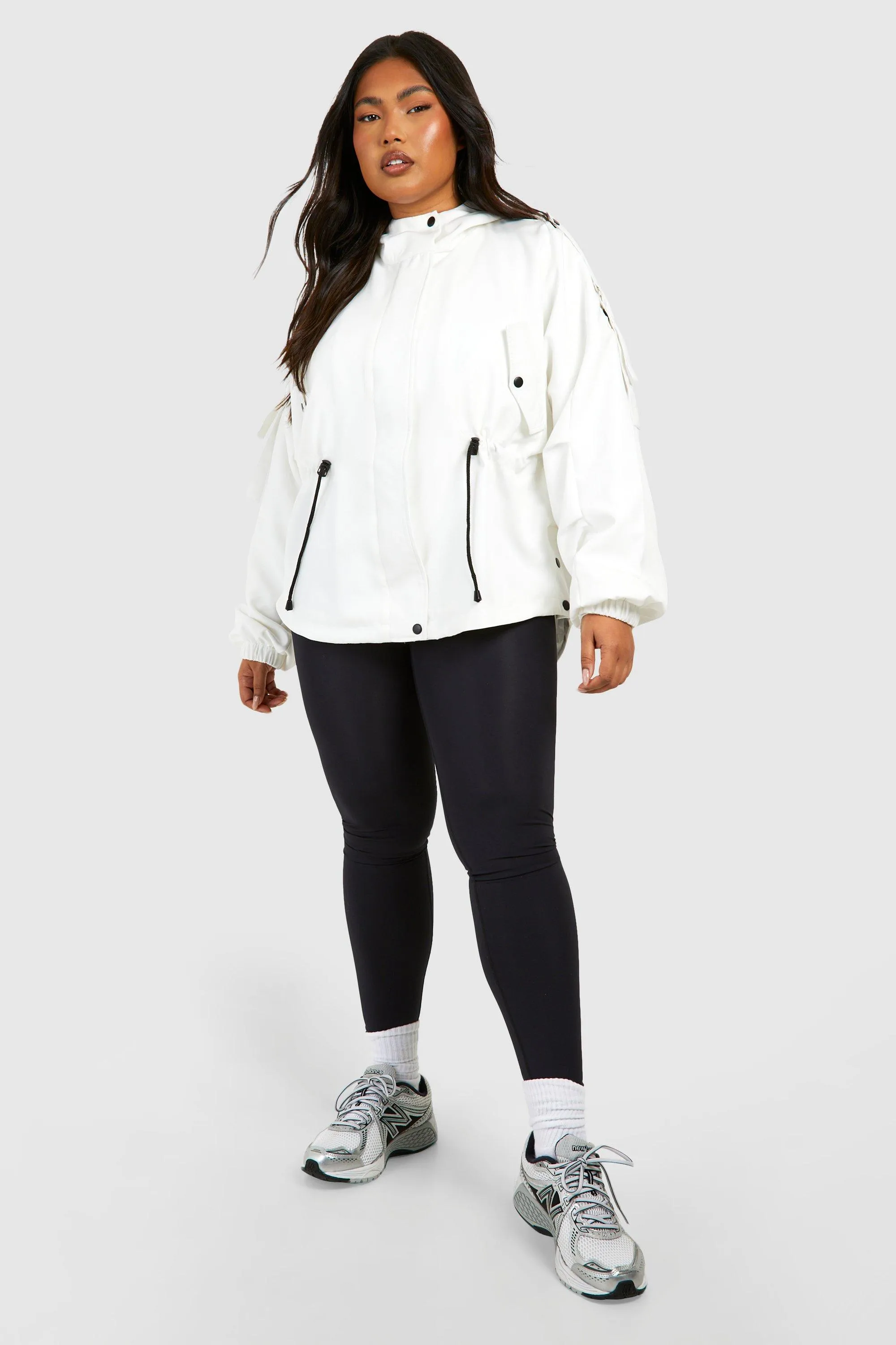 Jackets & Coats | Plus Cinched Waist Hooded Jacket | boohoo